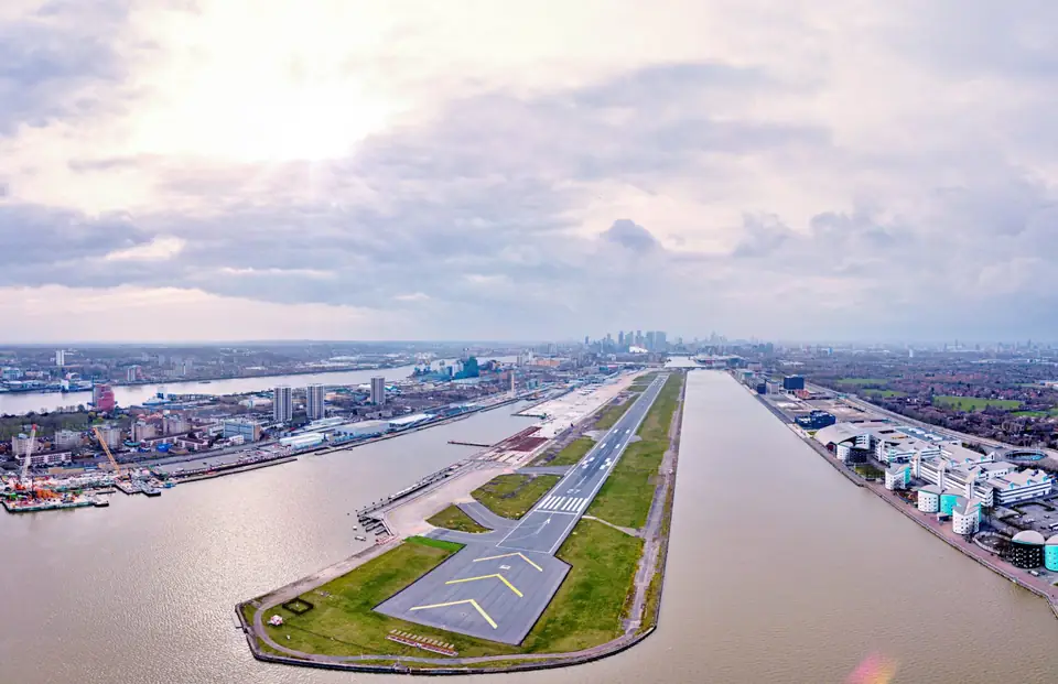 London City Airport runway in the Royal Docks