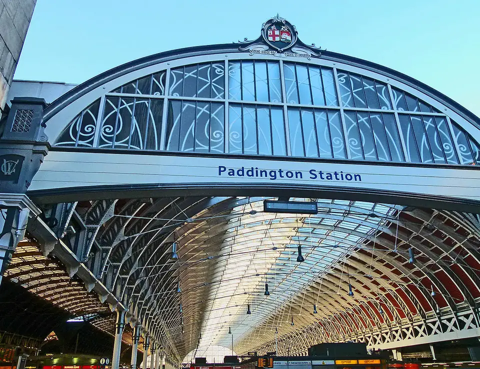 Paddington station roof and sign