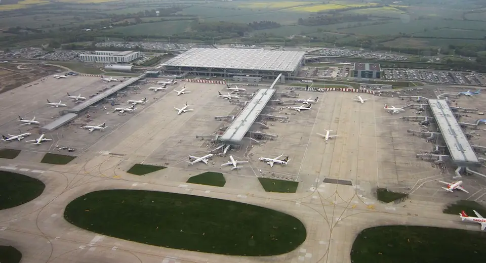 Aerial view of the Stansted Airport terminal